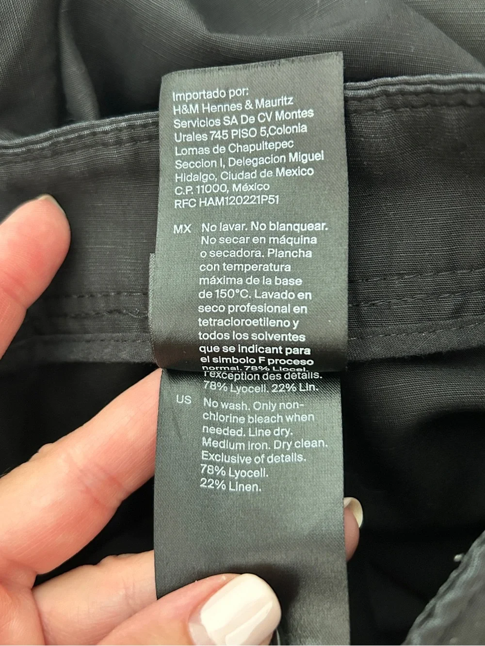 COS black cargo trousers wide leg linen blend pants 4